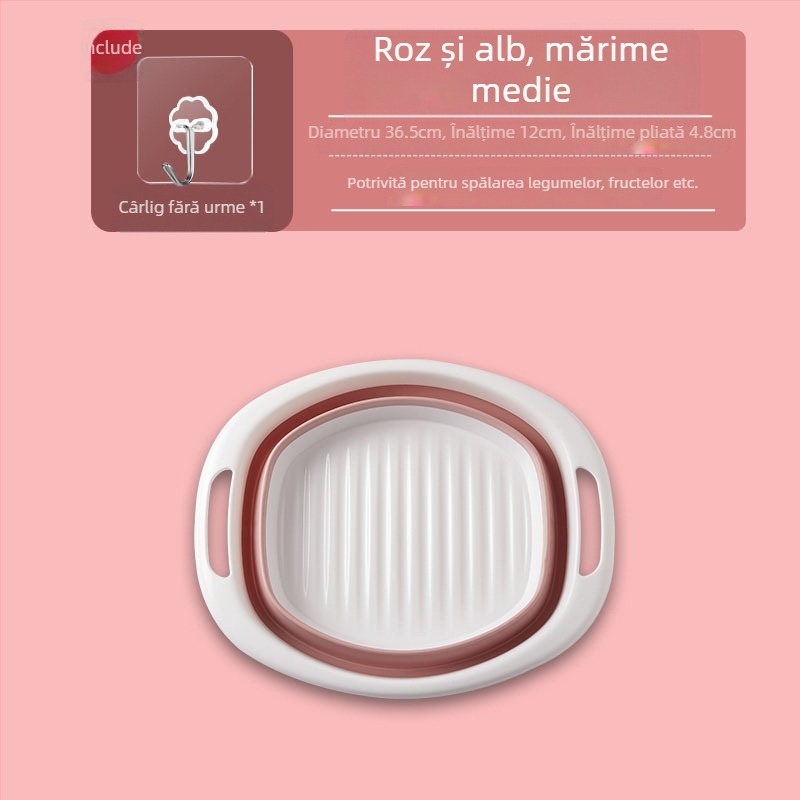 Vas pliabil din silicon, capacitate mare, pentru uz casnic, portabil pentru călătorii, pentru spălat haine și picioare
