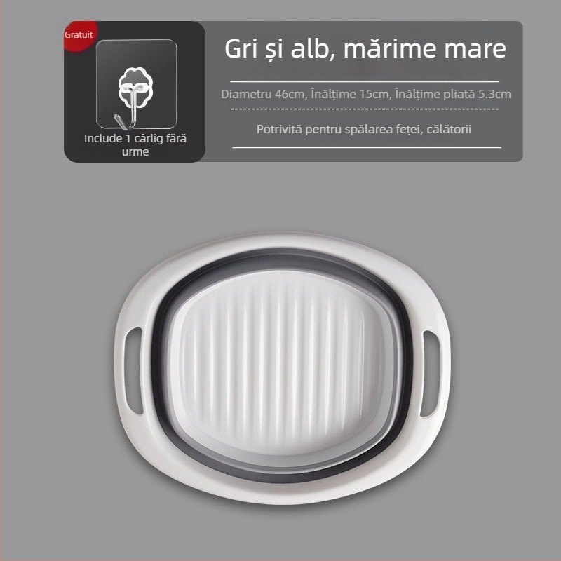 Vas pliabil din silicon, capacitate mare, pentru uz casnic, portabil pentru călătorii, pentru spălat haine și picioare