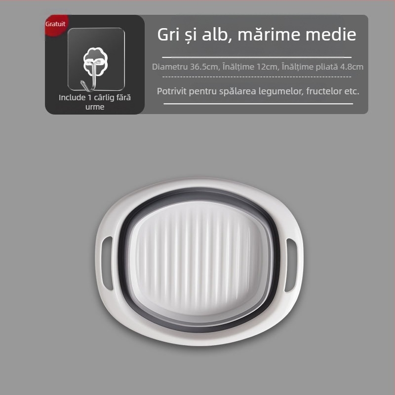 Vas pliabil din silicon, capacitate mare, pentru uz casnic, portabil pentru călătorii, pentru spălat haine și picioare