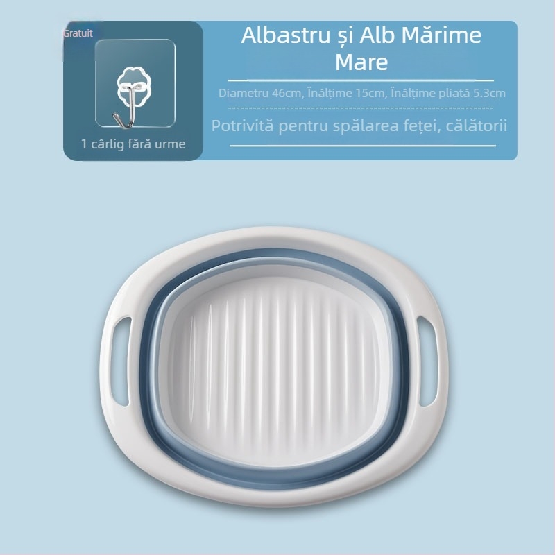 Vas pliabil din silicon, capacitate mare, pentru uz casnic, portabil pentru călătorii, pentru spălat haine și picioare