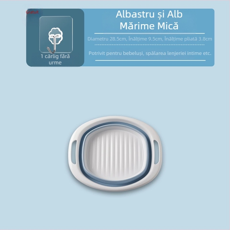 Vas pliabil din silicon, capacitate mare, pentru uz casnic, portabil pentru călătorii, pentru spălat haine și picioare