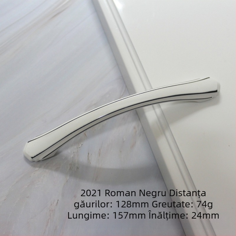 Mâner curbat interior pentru dulapuri, bază solidă, finisaj negru cu auriu luxos