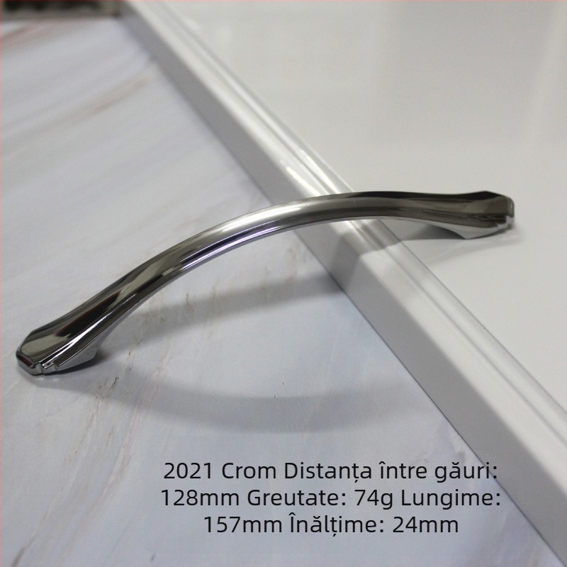 Mâner curbat interior pentru dulapuri, bază solidă, finisaj negru cu auriu luxos