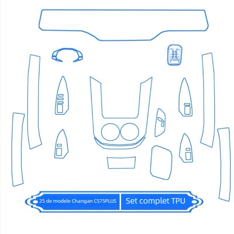 Set de folii de protecție interioare pentru Changan CS75 Plus, a patra generație — protecție a ecranului și a consolei centrale