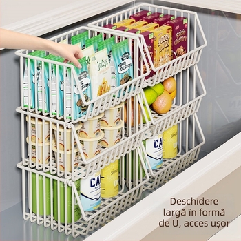 Raft de depozitare pentru congelator, organizator alimentar multifuncțional, raft multinivel pentru înghețată și carne congelată