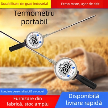 Termometru portabil industrial de înaltă temperatură, cu sondă din oțel inoxidabil, afișaj digital, senzor bimetalic