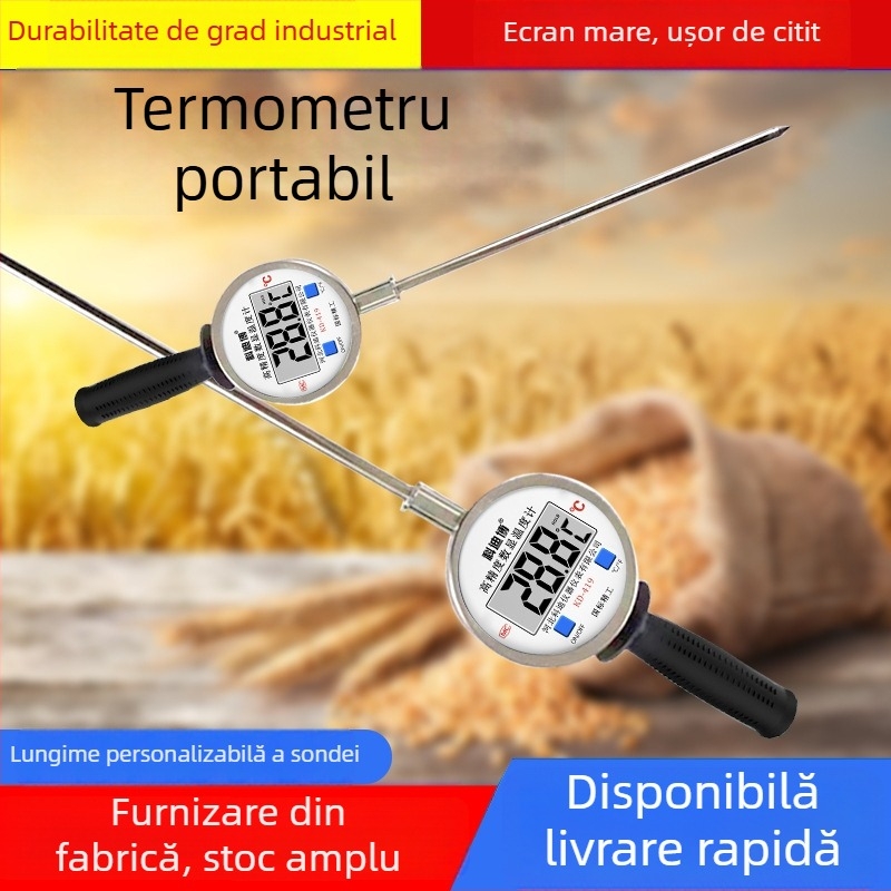 Termometru portabil industrial de înaltă temperatură, cu sondă din oțel inoxidabil, afișaj digital, senzor bimetalic