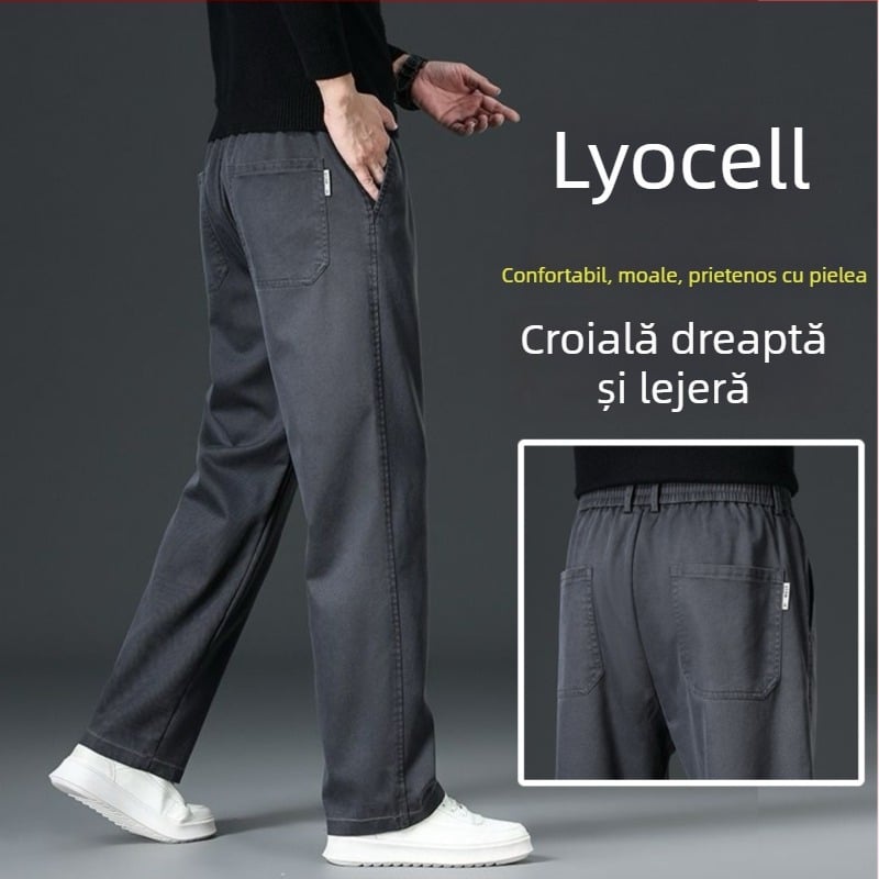 Pantaloni casual bărbați din Lyocell, croială dreaptă, largi, toamnă–iarna 2025, croială lejeră