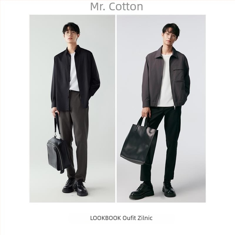 Pantaloni de costum pentru bărbați, fără călcare, croială dreaptă, croială lejeră, negri, stil coreean, pantaloni casual de costum