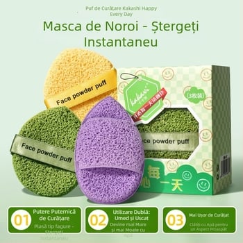 Burete de curățare facial din poliuretan hidrofil, formă de picătură, moale și prietenos cu pielea, burete demachiant, set de 3 bucăți