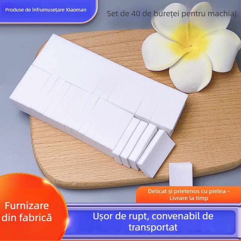 Burete pătrat de pudră cu 40 secțiuni, burete de machiaj portabil pentru aplicare uscată și umedă