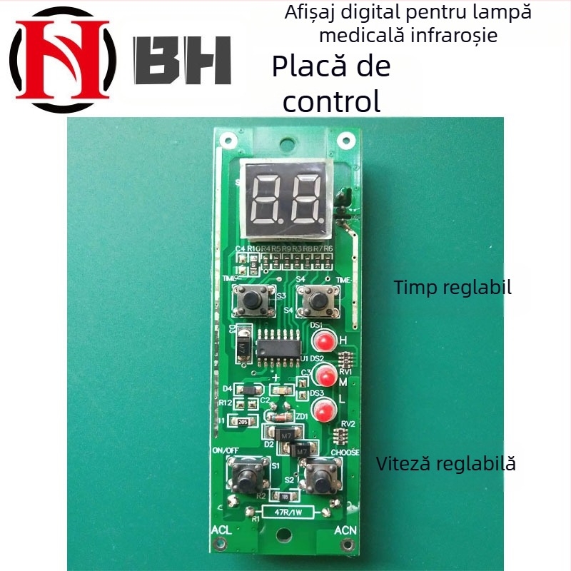 Lampă de încălzire cu infraroșu, temporizator și controlul temperaturii – placă de control pentru lampă de fizioterapie și cosmetică