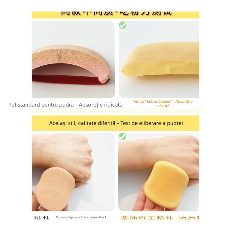 Butter Puff Biscuit Set de machiaj – Beauty Egg umed și uscat, Puff pentru air cushion, Instrument burete fond de ten