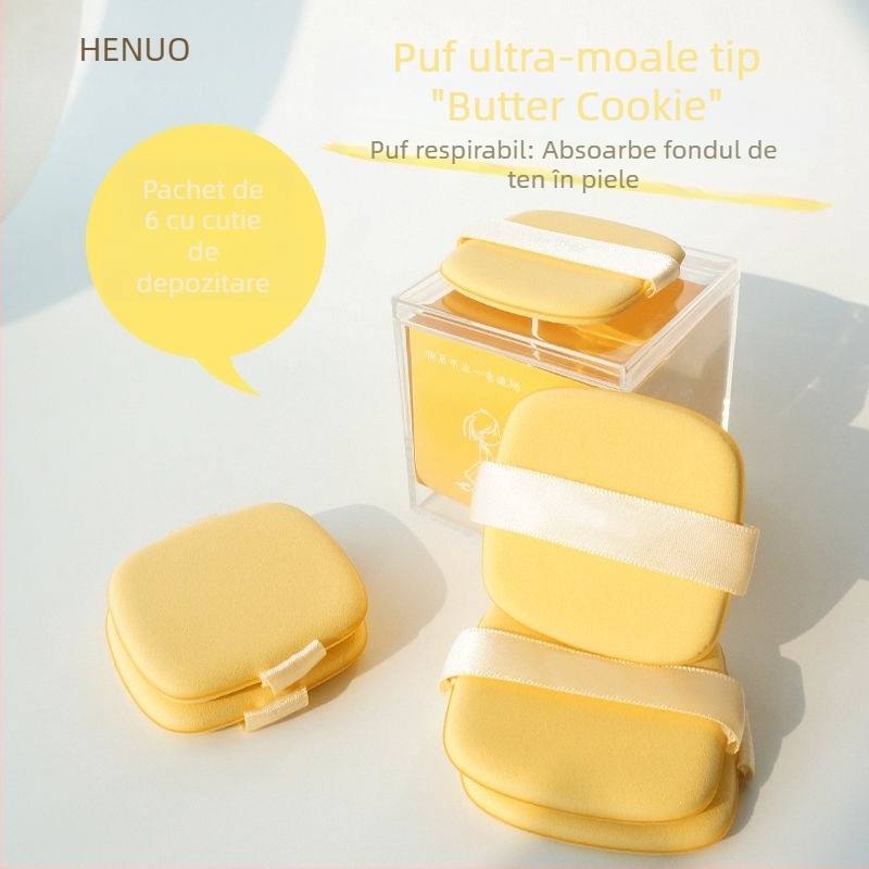 Butter Puff Biscuit Set de machiaj – Beauty Egg umed și uscat, Puff pentru air cushion, Instrument burete fond de ten