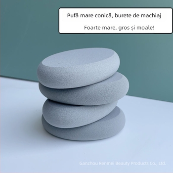 Puf mare de machiaj, conic-rotund, fără latex, poliuretan hidrofiliu, utilizare uscată și umedă, pentru fond de ten, extrem de moale