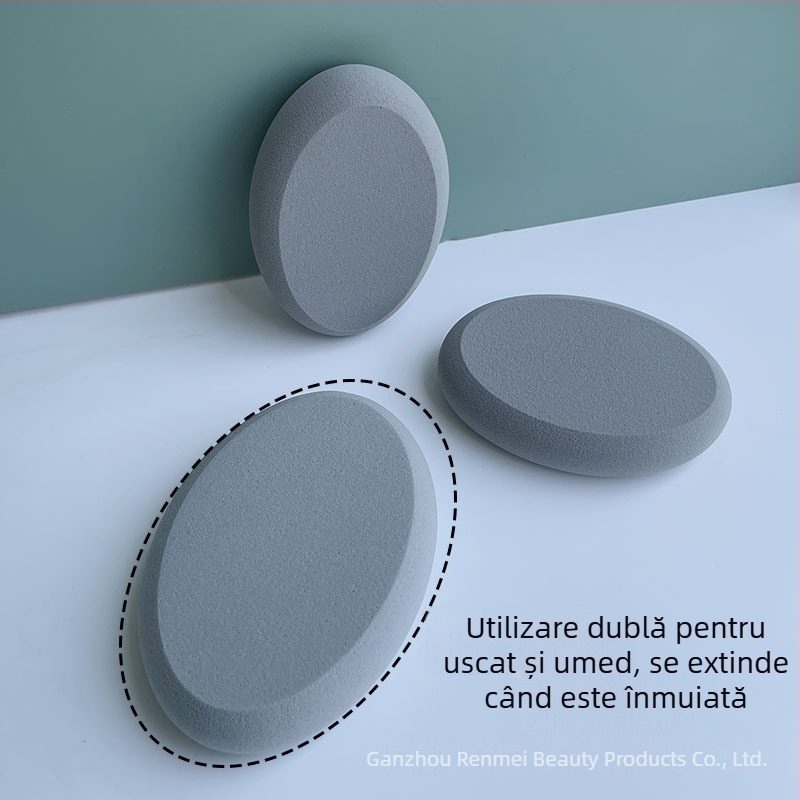 Puf mare de machiaj, conic-rotund, fără latex, poliuretan hidrofiliu, utilizare uscată și umedă, pentru fond de ten, extrem de moale