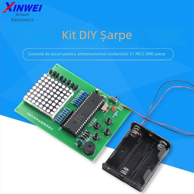 Kit DIY de electronică pentru învățare: Consolă de joc Snake cu microcontroler 8051 și componente pentru lipire