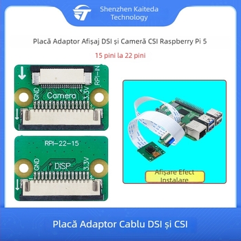 Raspberry Pi a cincea generație / Pi Zero – adaptor cablu pentru display DSI și cameră CSI, 15 pini la 22 pini