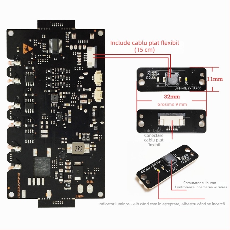 Modul de încărcare wireless 22W PCBA pentru vehicule și sursă de alimentare externă, încărcare rapidă 12V