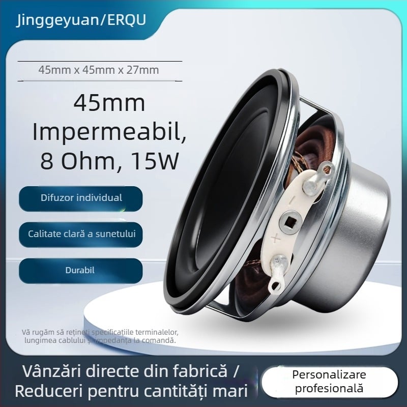ERQU Difuzor circular de 45 mm, impermeabil, 8 Ω, 15 W, tweeter coaxial, magnet dublu