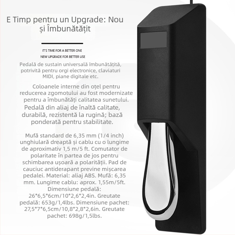 Pedal universal de sustain pentru claviaturi Yamaha, Roland, Casio și instrumente MIDI