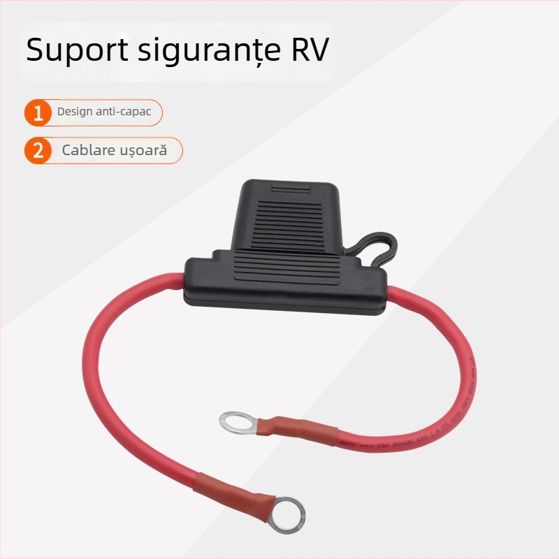 AMOMD AOM1316-30CM Suport pentru siguranțe auto, 80A, 8 AWG, intrare-ieșire, lungime 30 cm
