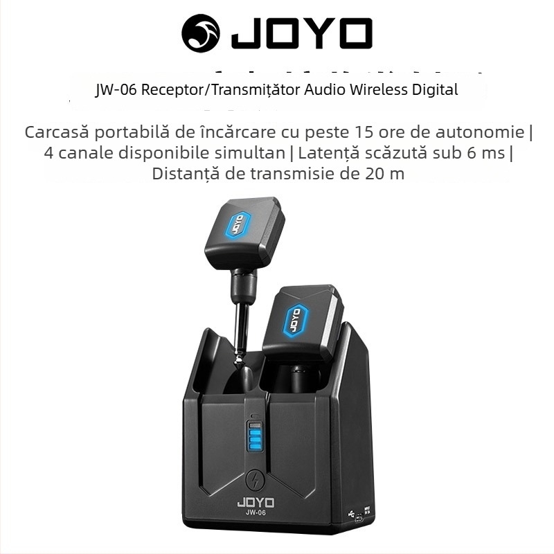 JOYO JW-06 Transmițător și receptor wireless pentru chitară electrică, cu husă portabilă de încărcare