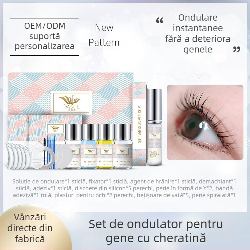 Kit de permare a genelor cu keratină, curling ușor și fixare cu lipici, proces OEM