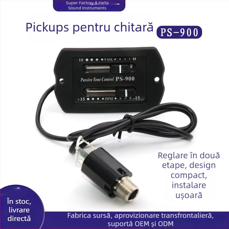 Egalizator pentru chitară folk, pickup în două etape, fără baterie, PS-900 accesoriu pentru instrumente muzicale