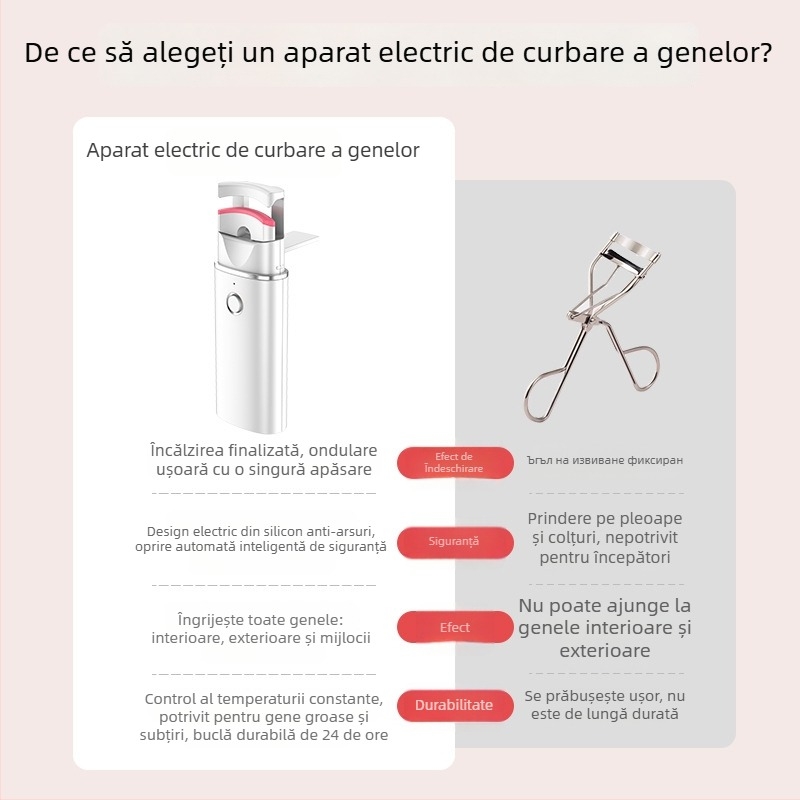 Moonsiti Sq-0401 Ondulator electric pentru gene, încălzire, reîncărcabil, cu mod pentru ochi, fără a strânge pielea