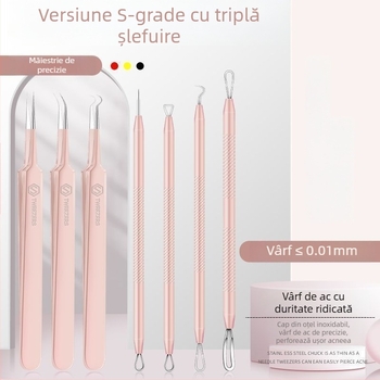 Set de unelte pentru acnee din oțel inoxidabil 316: ace pentru acnee și pensete pentru comedoane