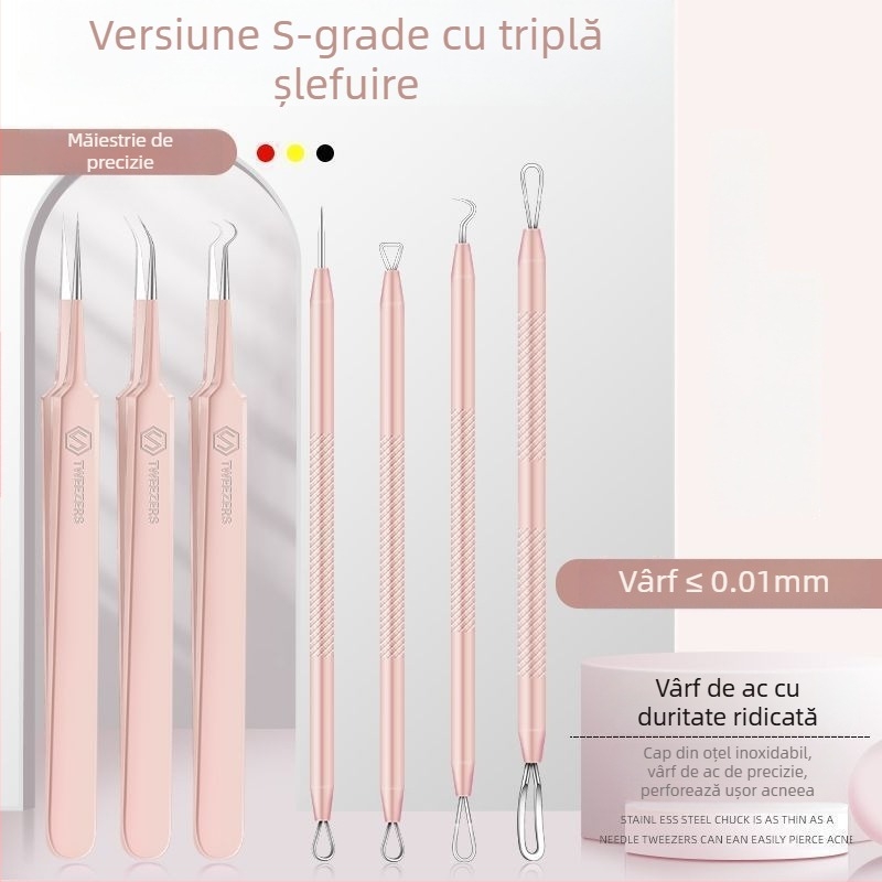 Set de unelte pentru acnee din oțel inoxidabil 316: ace pentru acnee și pensete pentru comedoane