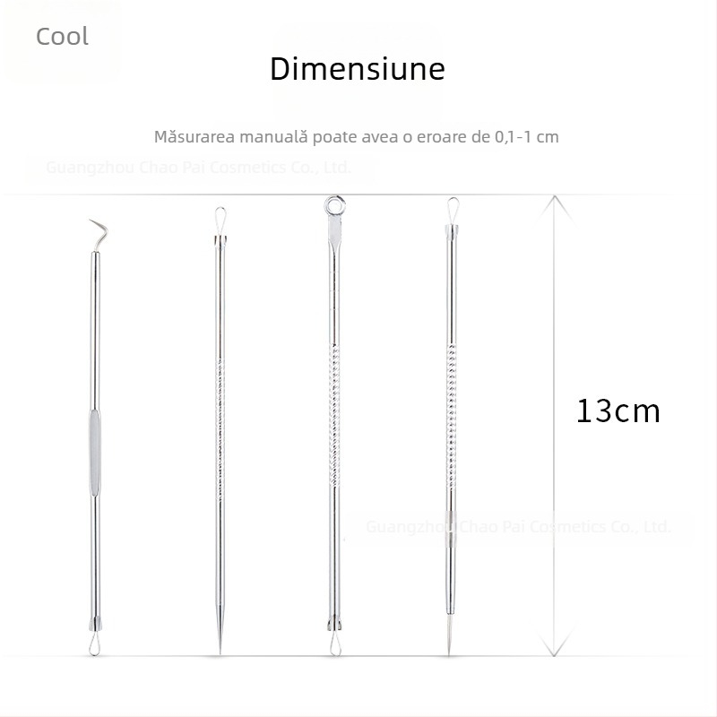 Cool set de 4 piese din oțel inoxidabil pentru acnee și clips pentru puncte negre