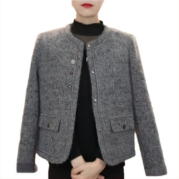 Sacou scurt pentru femei, în stil Chanel, guler rotund, croială lejeră, modă primăvara 2025