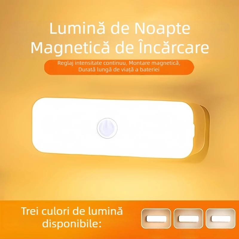 Lumină de noapte reîncărcabilă pentru noptiere, cu lampă magnetică de lectură și protecție a ochilor