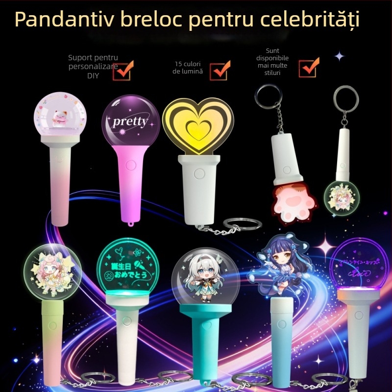 Bețișor luminos mini personalizat pentru vedete, breloc acrilic luminos și minge mică luminoasă