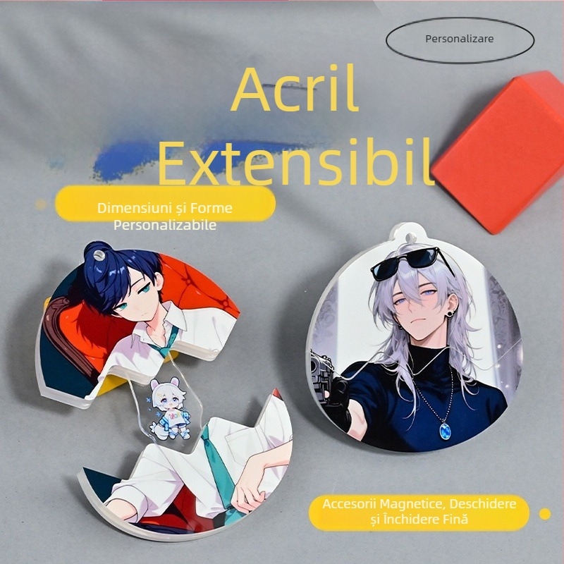Breloc acrilic personalizat, pandant magnetic în formă de ou, ultra-gros, personalizat cu imaginea dvs.