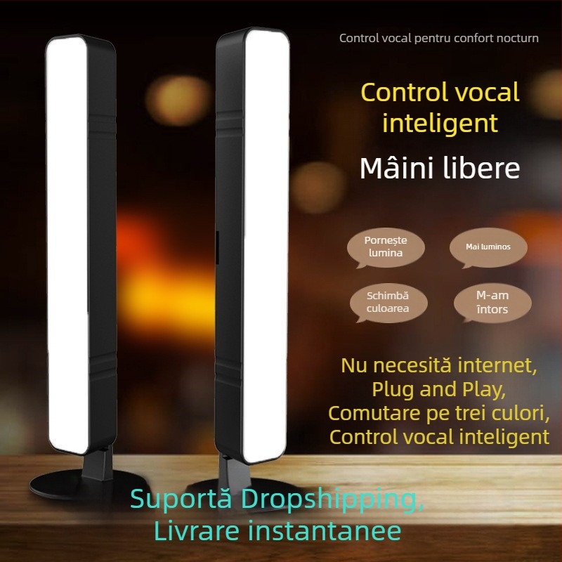 Lampă de veghe cu comandă vocală AI pentru dormitor și lectură, potrivită pentru copii și camere de cămin