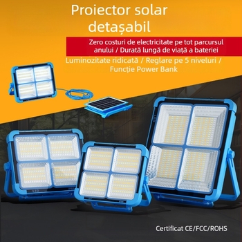 Lampă solară portabilă pentru casă și exterior, iluminare de urgență USB, LED de lucru portabil