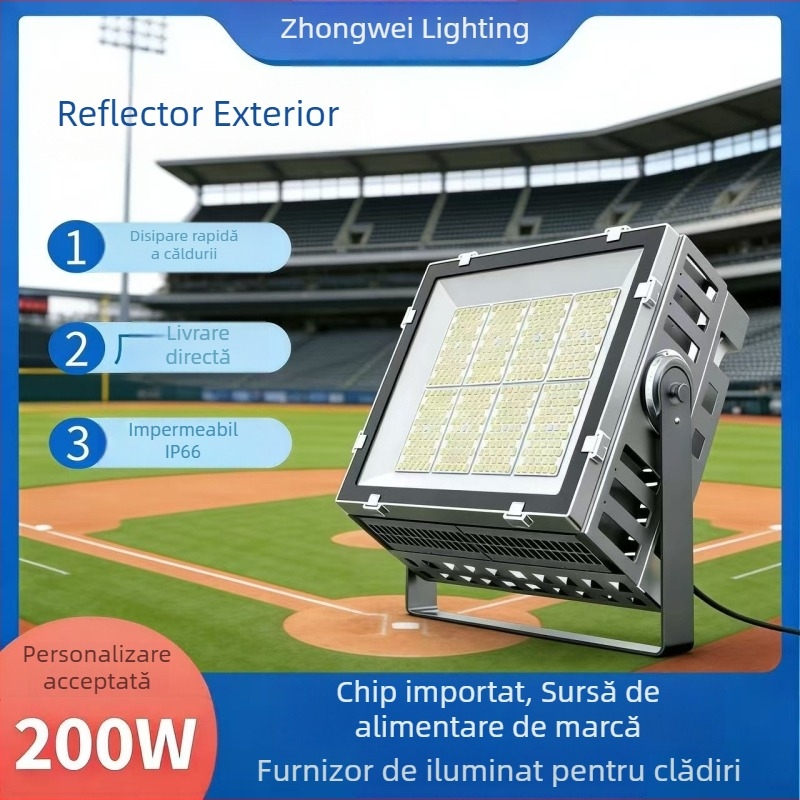 Proiector LED exterior 200W, IP66, 360 LED-uri, 5000 lm, iluminat industrial/șantier
