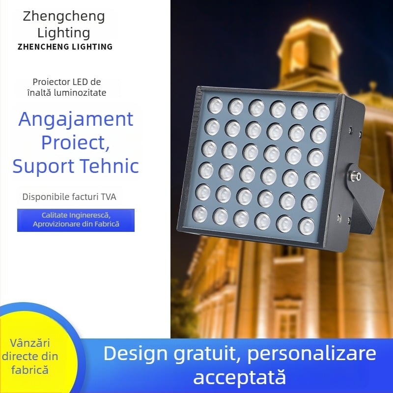 Proiector LED exterior IP66 impermeabil, iluminare înaltă, 36W, 3600 lm, carcasă din aluminiu, 36 LED-uri
