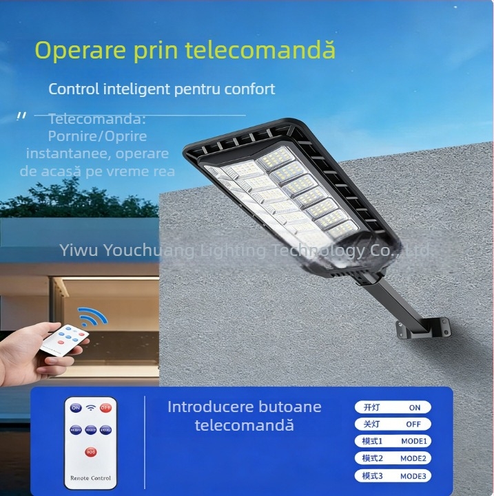 Lampa LED solară pentru stradă, exterior, impermeabilă, cu senzor de mișcare