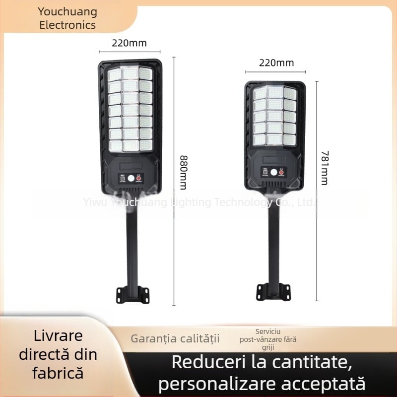 Lampa LED solară pentru stradă, exterior, impermeabilă, cu senzor de mișcare