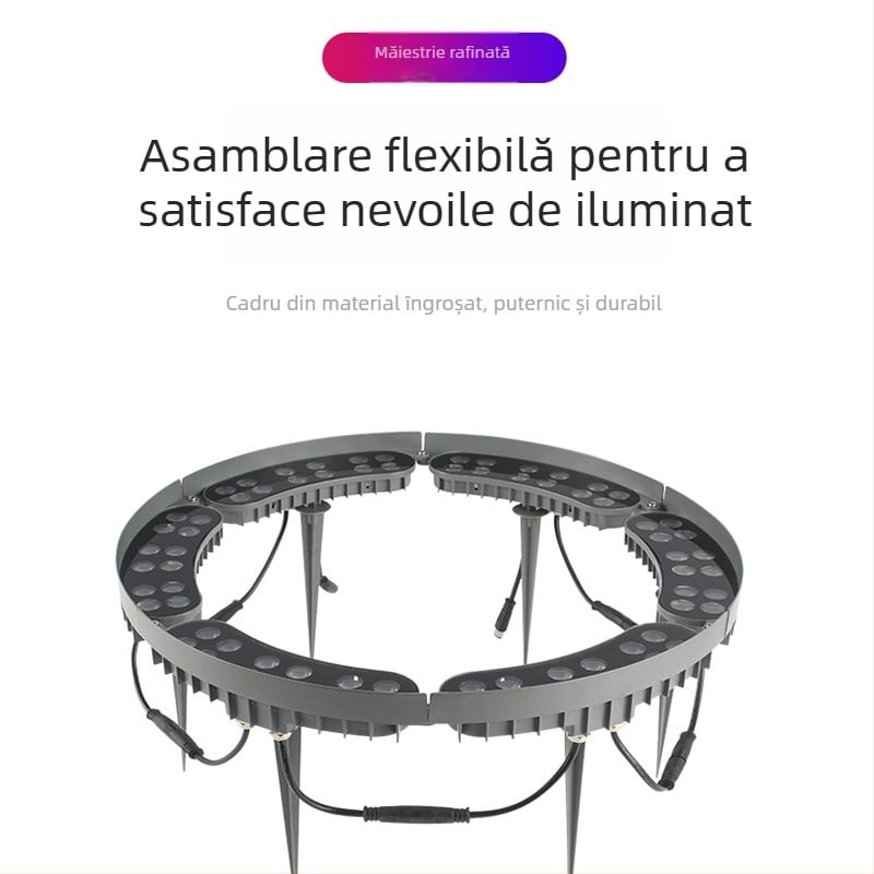 Lampă LED pentru copac, exterior – proiector de teren pentru grădină și peisaj, proiecție inelar multicoloră