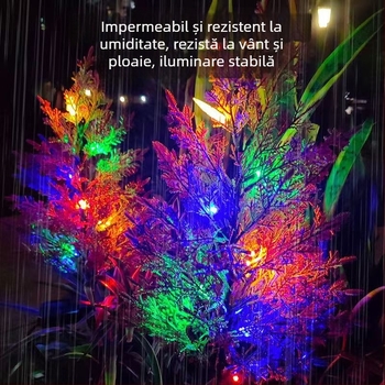 Lumini LED solare, colorate, pentru brad artificial de Crăciun, decor exterior pentru grădină și curte, lumini pe suport pentru gazon