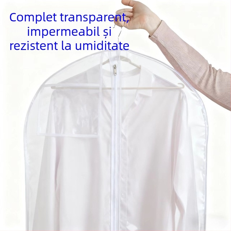 Husă PVC pentru rochie de mireasă, protecție împotriva umezelii și prafului, husă de depozitare a hainelor, husă verticală transparentă pentru haine