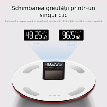 Huadi Szm005 Scală inteligentă pentru grăsimea corporală, cu Bluetooth, încărcare cu energie luminoasă, utilizare la domiciliu