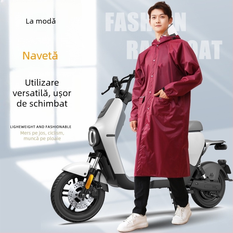 Pelerină lungă de ploaie pentru o singură persoană, unisex, pentru ciclism cu bicicletă sau scuter electric, aspect modern