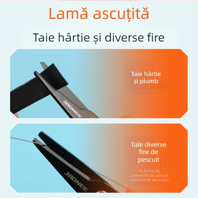 Foarfecă de pescuit cu strat de titan, din oțel inoxidabil, foarfece mini multifuncționale pentru linia de pescuit, linia PE și cablu de plumb
