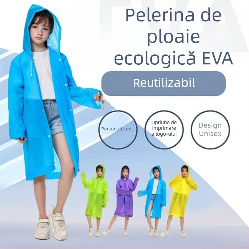 Pelerină de ploaie EVA pentru copii, într-o singură bucată, îngroșată și extinsă, pentru 3–6 ani